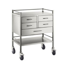 Resuscitation Trolley - Five Drawer - Stainless Steel 